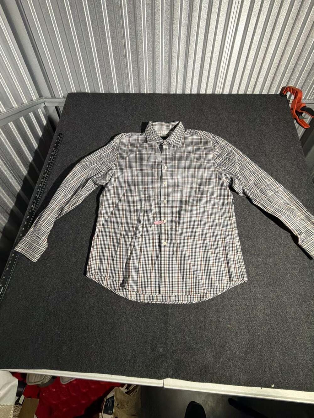J.S.A. Bank Reserve Tailored Fit Long-Sleeved Plaid Shirt - Size L